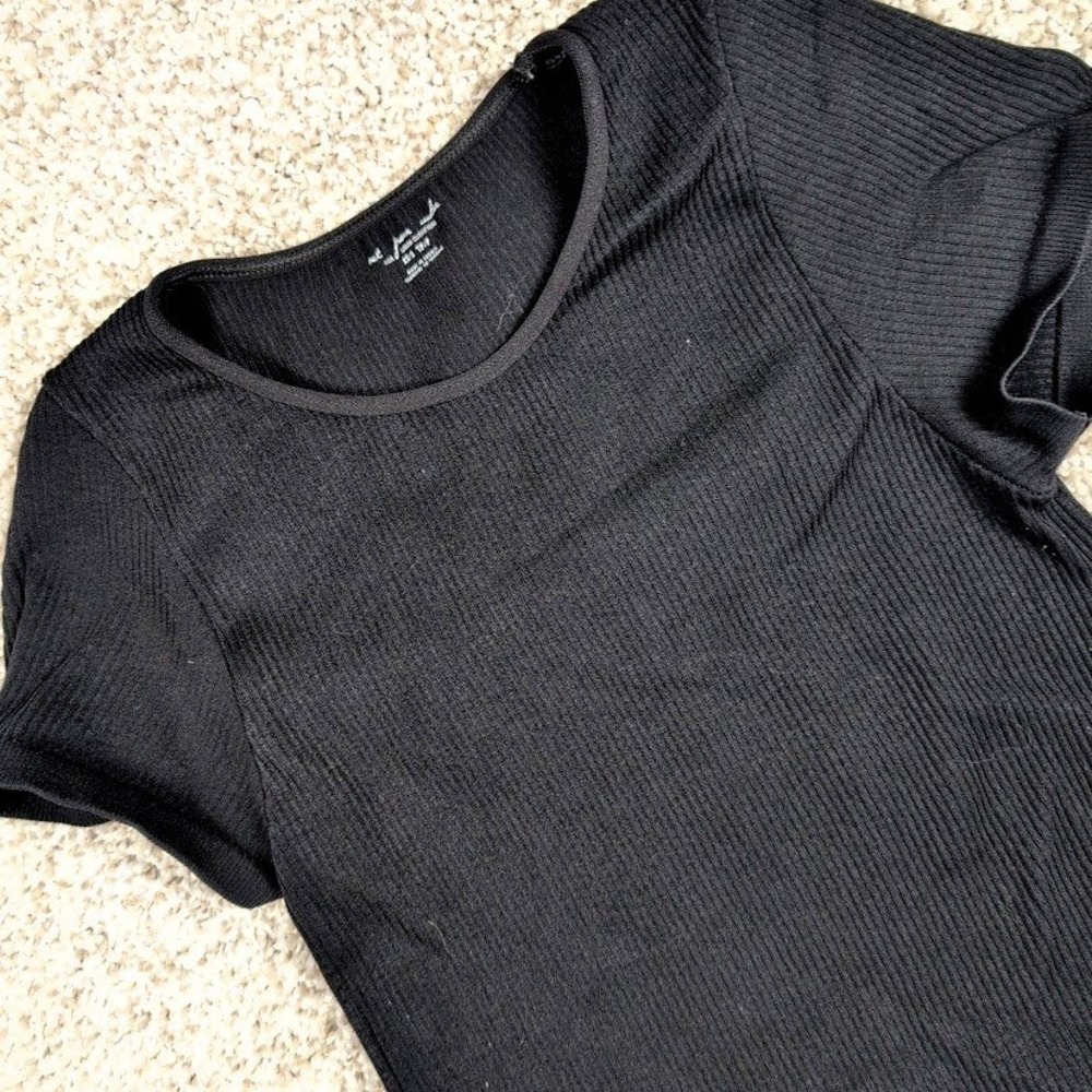 Urban Outfitters Out From Under Black Ribbed Knit Cropped‎ Short Sleeve Top XS/S